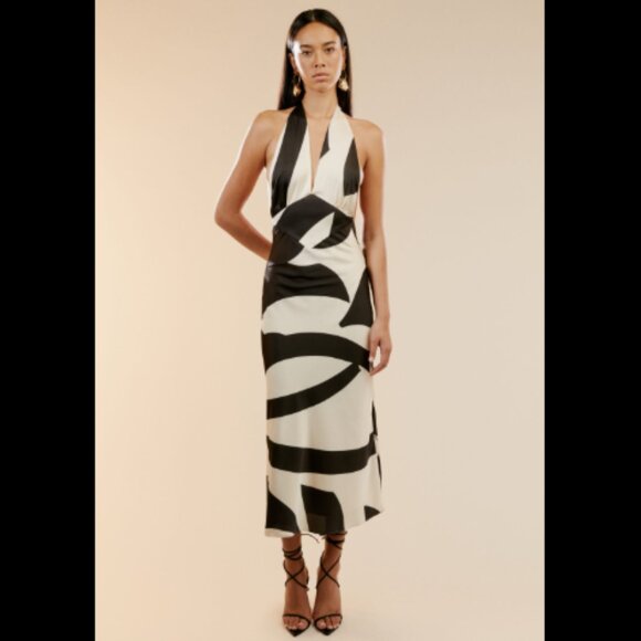Brand New Bardot Citron Halter Midi Dress - Picture 1 of 10